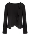 Emporio Armani Ruffled Crepe Blazer In Black