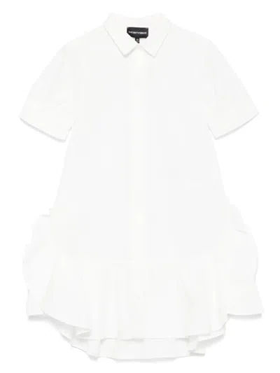 Emporio Armani Kids' Ruffled Dress In White