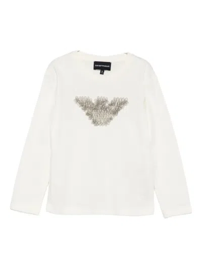Emporio Armani Kids' Ruffled-embellished T-shirt In White