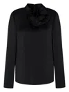 Emporio Armani Ruffled Neckline Sweater In Black