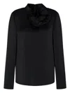 Emporio Armani Ruffled Neckline Sweater In Black
