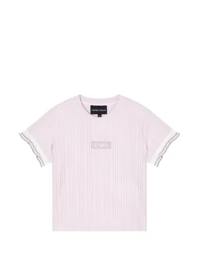 Emporio Armani Kids' Ruffled-sleeve T-shirt In Pink