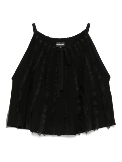 Emporio Armani Ruffled Top In Black