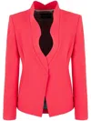 Emporio Armani Ruffled-trim Crêpe Cady Jacket In Red