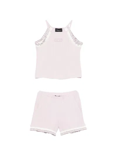 Emporio Armani Kids' Ruffled-trim Shorts Set In Pink