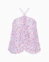 Emporio Armani Official Store Ruffled Tulle Top And Multicoloured Sequin Embroidery In Bunt