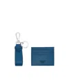 Emporio Armani Asv Gift Box With Regenerated Saffiano Keyring And Card Holder In Blue