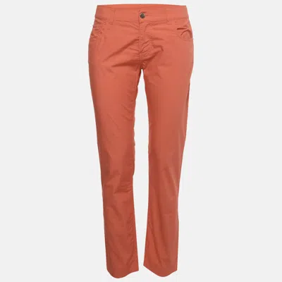 Pre-owned Emporio Armani Salmon Red Cotton Cropped Pants M