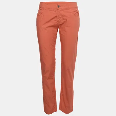 Emporio Armani Salmon Red Cotton Cropped Pants In Pink