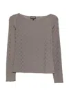 Emporio Armani Boat-neck Jumper Geometric Long Sleeves In Gray