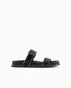 Emporio Armani Sandals With Nappa-leather Strap And Two-tone Edges In Black