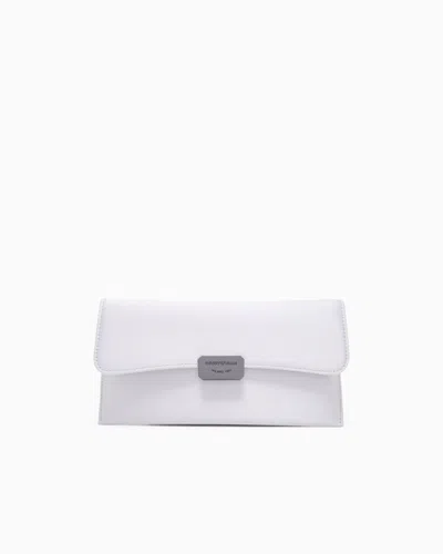 Emporio Armani Satin Baguette Clutch Bag In Grey