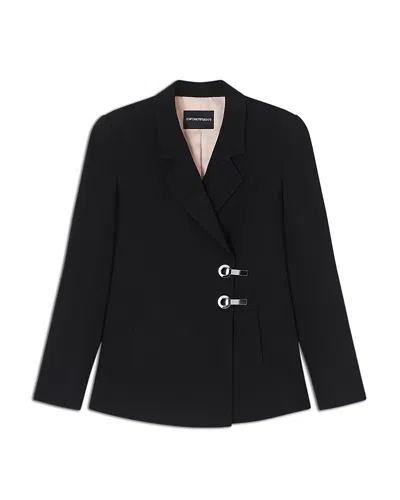 Emporio Armani Satin Blazer In Black
