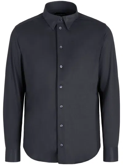 Emporio Armani Satin-finish Shirt In Black