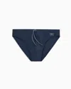 Emporio Armani Satin Label Piqué Low-rise Swim Briefs In Navy Blue