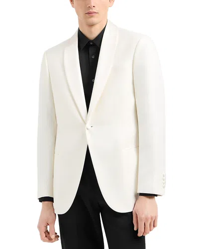 Emporio Armani Satin Lapel Regular Fit Dinner Jacket In Cream