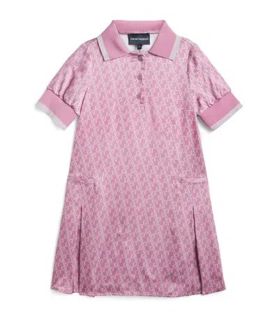 Emporio Armani Kids' Satin Logo Shirt Dress In Pink