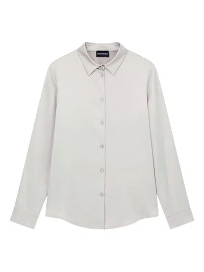 Emporio Armani Satin Long-sleeve Shirt In Gray
