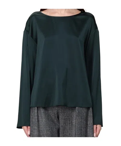 Emporio Armani Satin Long-sleeve Blouse In Green