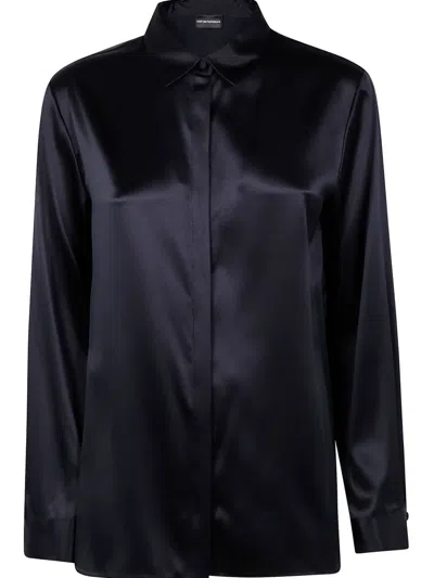 Emporio Armani Silk Shirt In Black