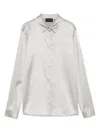 Emporio Armani Silk Shirt Satin Buttoned Cuffs In Grey