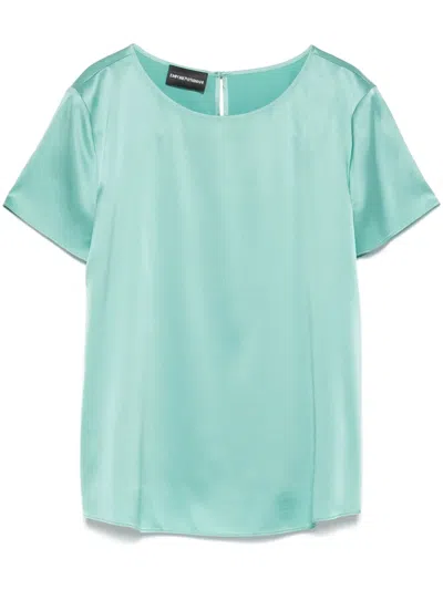 Emporio Armani Satin T-shirt In Green