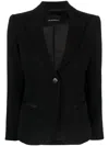 Emporio Armani Satin-trim Single-breasted Blazer In Black