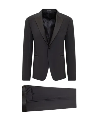 Emporio Armani Satin-trim Single-breasted Blazer In Black
