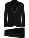 Emporio Armani Tailored Suit With Satin Lapel And Jetted Pockets In Black