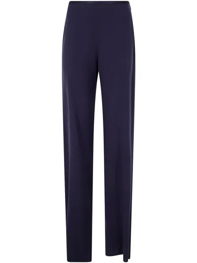 Emporio Armani Satin-trim Trousers In 蓝色