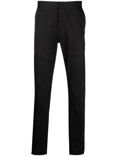 Emporio Armani Satin Waistband Slim-fit Trousers In Black
