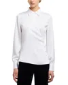 Emporio Armani Satin-finish White Shirt With Asymmetrical Closure In White
