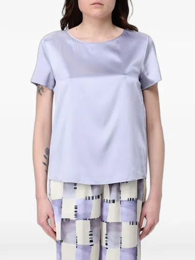 Emporio Armani Satin-finish Short-sleeve Top In White
