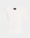 EMPORIO ARMANI SCALLOPED SCOOP-NECK STRETCH MILANO BLOUSE