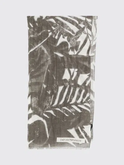 Emporio Armani Leafy-print Scarf In Black