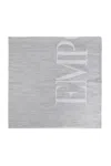 Emporio Armani Logo Cotton Blend Scarf In Grey