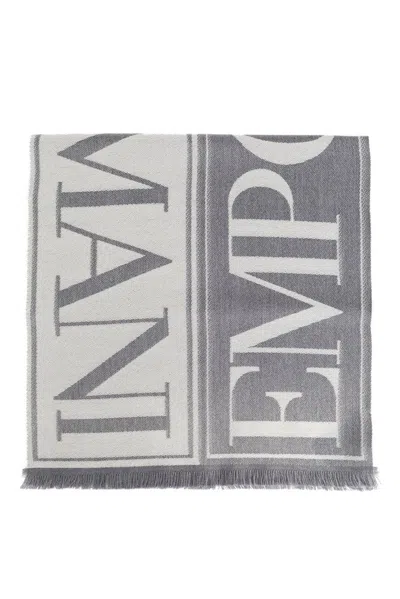 Emporio Armani Scarf With Logo In Grey