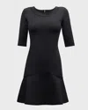 Emporio Armani Scoop-neck Flounce Knit Mini Dress In Black