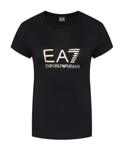 Emporio Armani Scoop-neck Logo T-shirt In Black