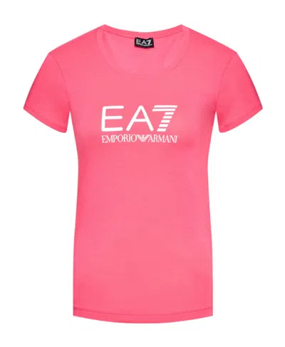 Emporio Armani Scoop-neck Logo T-shirt In Pink