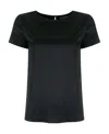 Emporio Armani Short-sleeved Silk Satin Blouse In Black