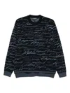 Emporio Armani Virgin Wool Signature Logo Sweater In Black
