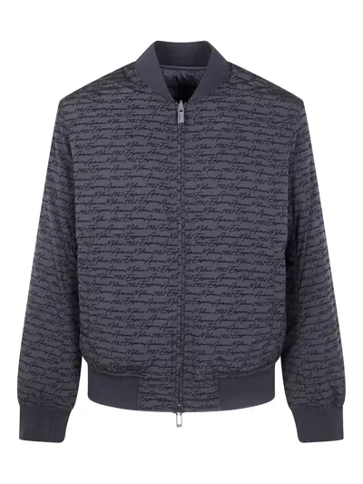 EMPORIO ARMANI SCRIPT-PRINT BOMBER JACKET