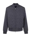 Emporio Armani Script-print Bomber Jacket In Blue