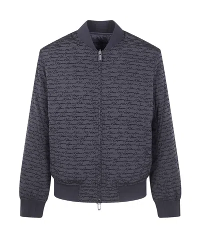 EMPORIO ARMANI SCRIPT-PRINT BOMBER JACKET