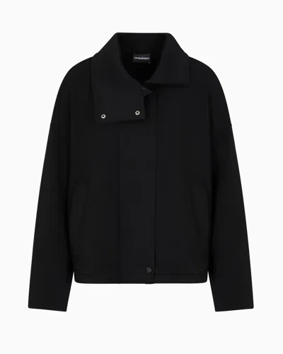 Emporio Armani Scuba Fabric Blouson With Zip In Black