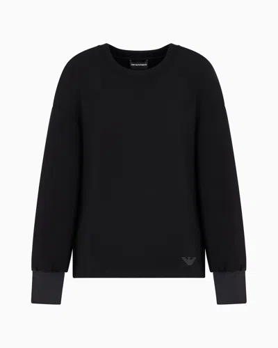 Emporio Armani Scuba Fabric Sweatshirt With Side Slits In Black
