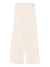 Emporio Armani Wide Leg Trousers With Elasticated Waistband And Slits In Beige