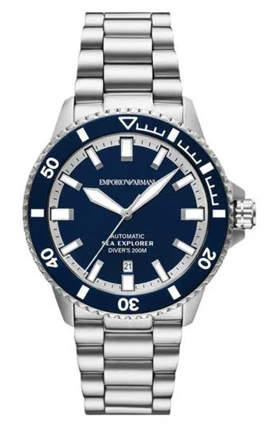 Emporio Armani Sea Explorer Bracelet Strap Automatic Diving Watch, 42.5mm In Multi