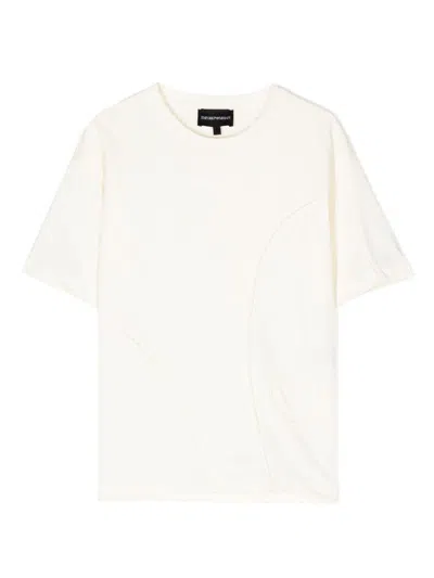 Emporio Armani Kids' Seam-detail Cotton T-shirt In Neutrals